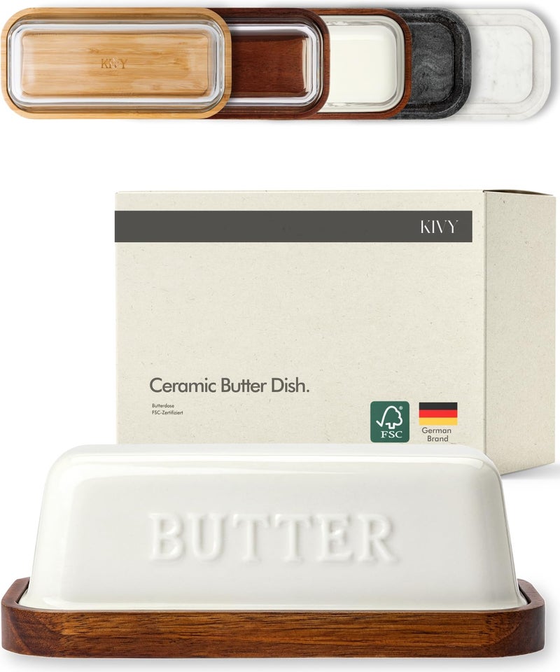 KIVY Ceramic butter dish with airtight lid that keeps butter soft - For countertop and refrigerator door shelf - Butter dish ceramic - Butter holder for counter - Covered butter dishes - Image 1